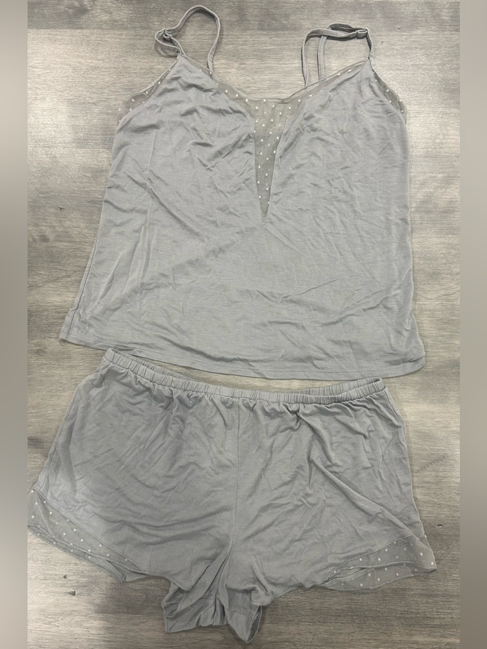 Light Grey Victoria Secret Lace Trim Cami Set